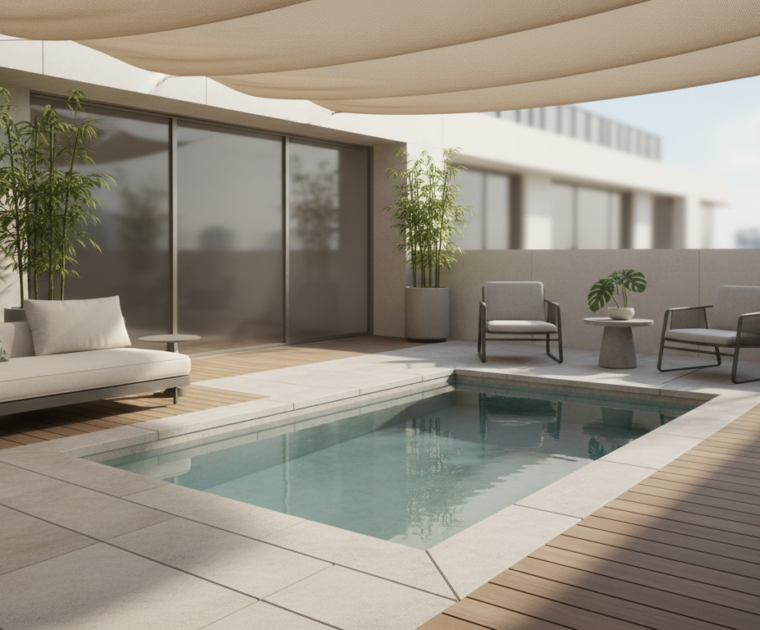 La mini piscine en béton - illustration