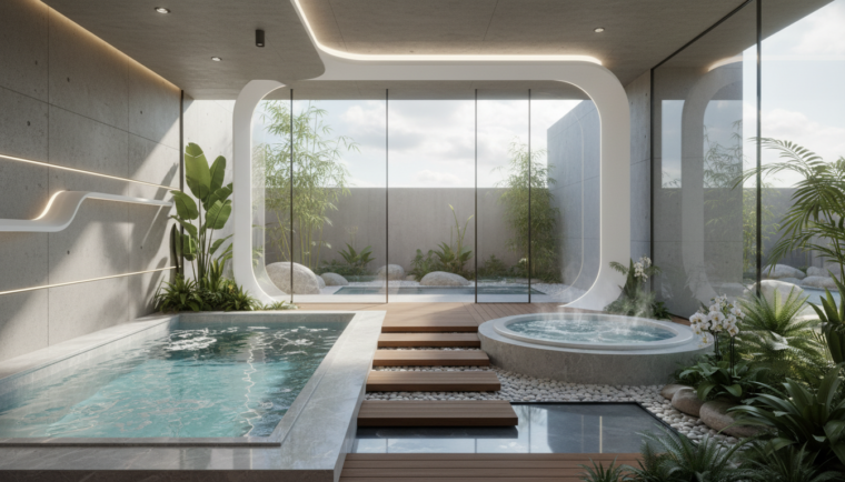 Spa et spa de nage - le bien être à domicile - illustration